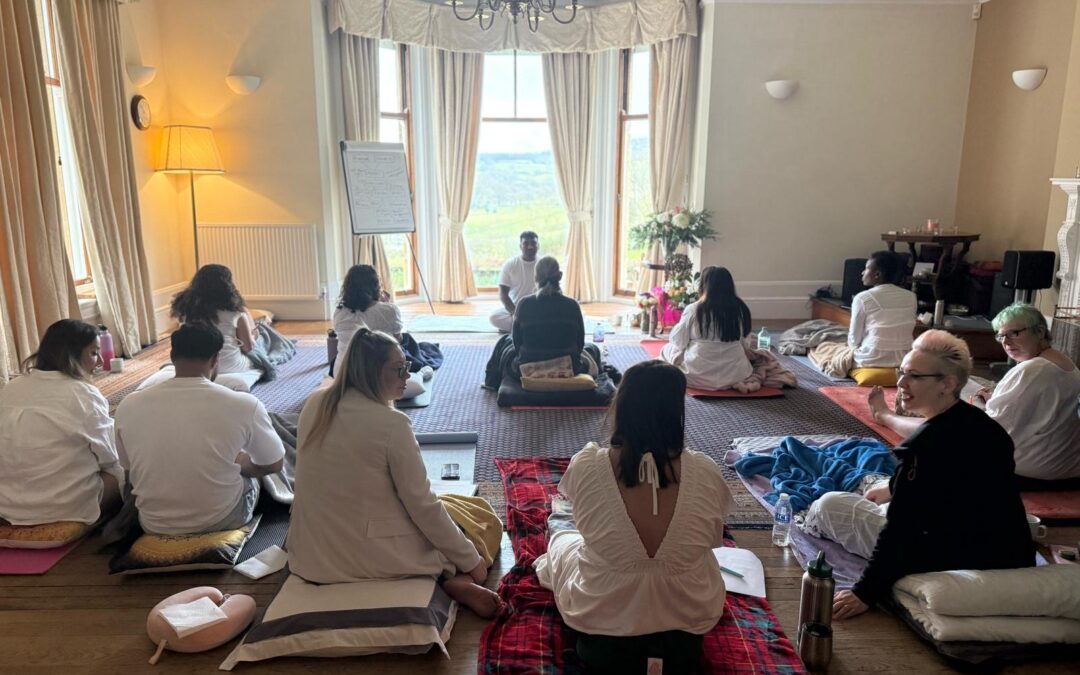 A class where we are calming anxiety with pranayama healing
